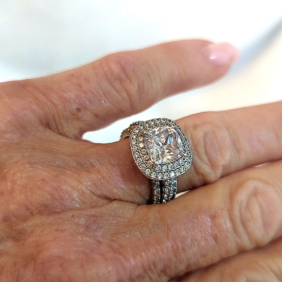 Sterling/CZ 3 ring set-6 - Picture 3 of 4